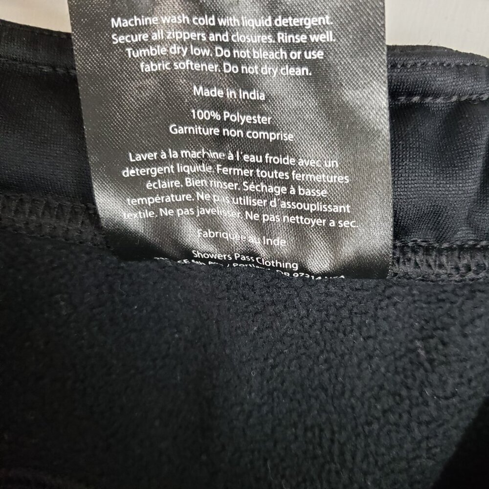 Showers Pass Fleece Lined Track Pants Black Reflective Leg Zipper Mens Medium - Picture 11 of 11